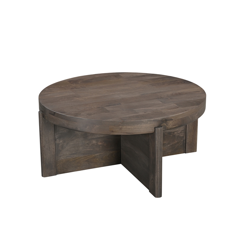 Taran Designs Lawrence 2-piece Solid Wood Living Room Table Set in Dark Brown