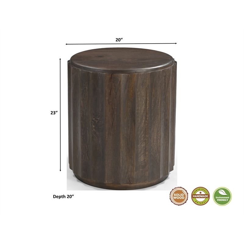 Taran Designs Lark 2-piece Solid Wood Living Room Table Set in Dark Brown