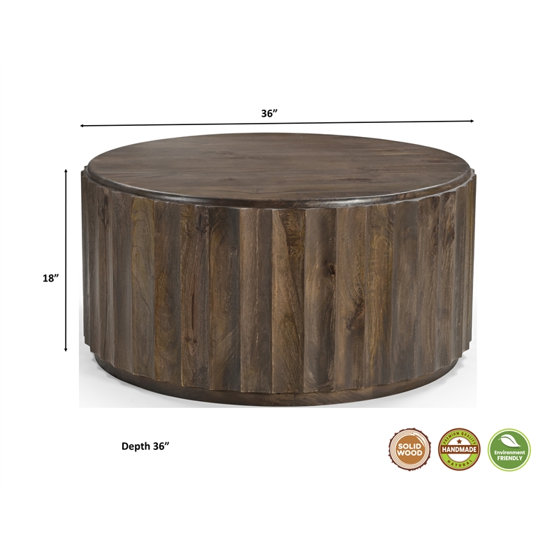 Taran Designs Lark 2-piece Solid Wood Living Room Table Set in Dark Brown