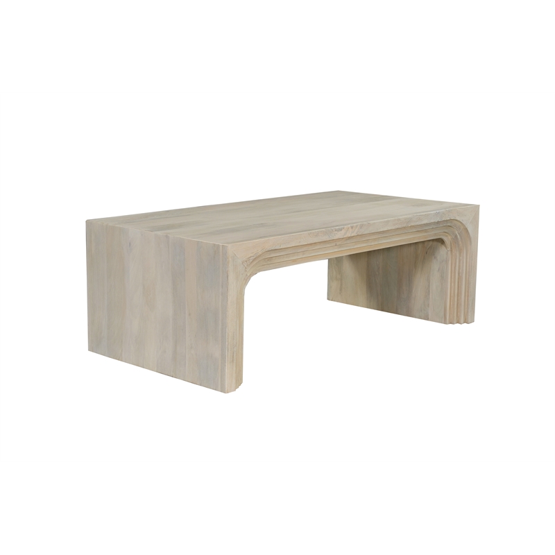 Taran Designs Mason 2-piece Carved Solid Wood Living Room Table Set in White
