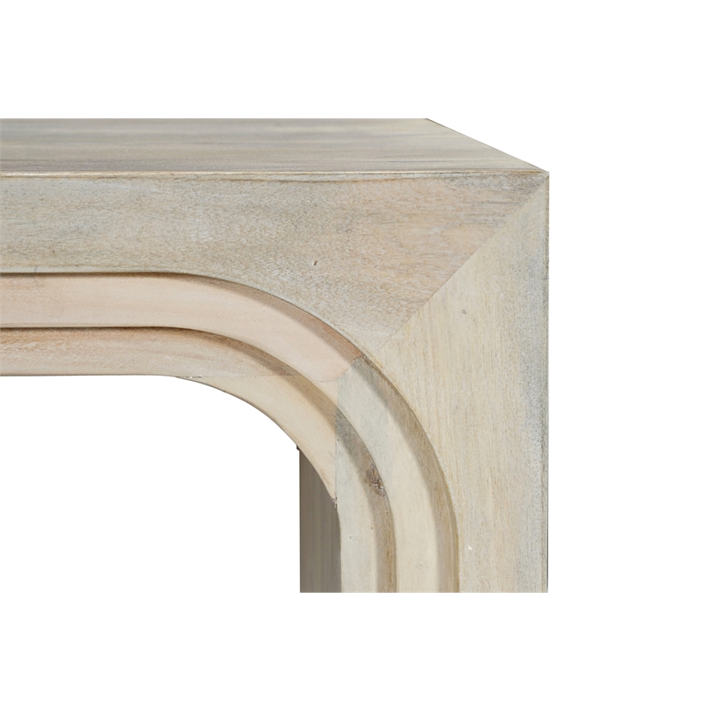 Taran Designs Mason 2-piece Carved Solid Wood Living Room Table Set in White