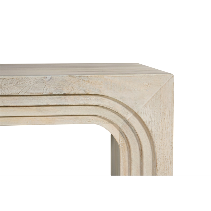 Taran Designs Mason 2-piece Carved Solid Wood Living Room Table Set in White