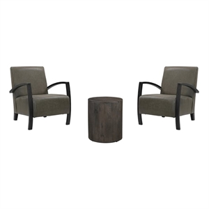 Taran Designs Maria 3-piece Solid Wood Living Room Table Set in Brown