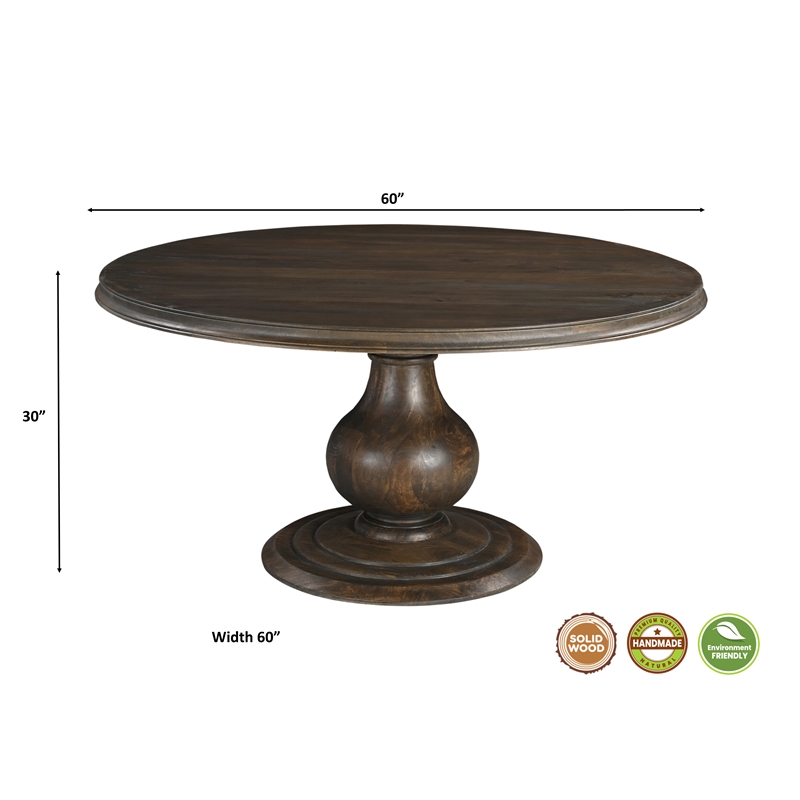 Taran Designs Lawrence 5-piece Solid Wood Dining Set in Dark Brown