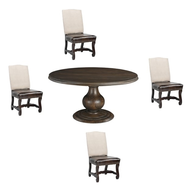 Taran Designs Lawrence 5-piece Solid Wood Dining Set in Dark Brown
