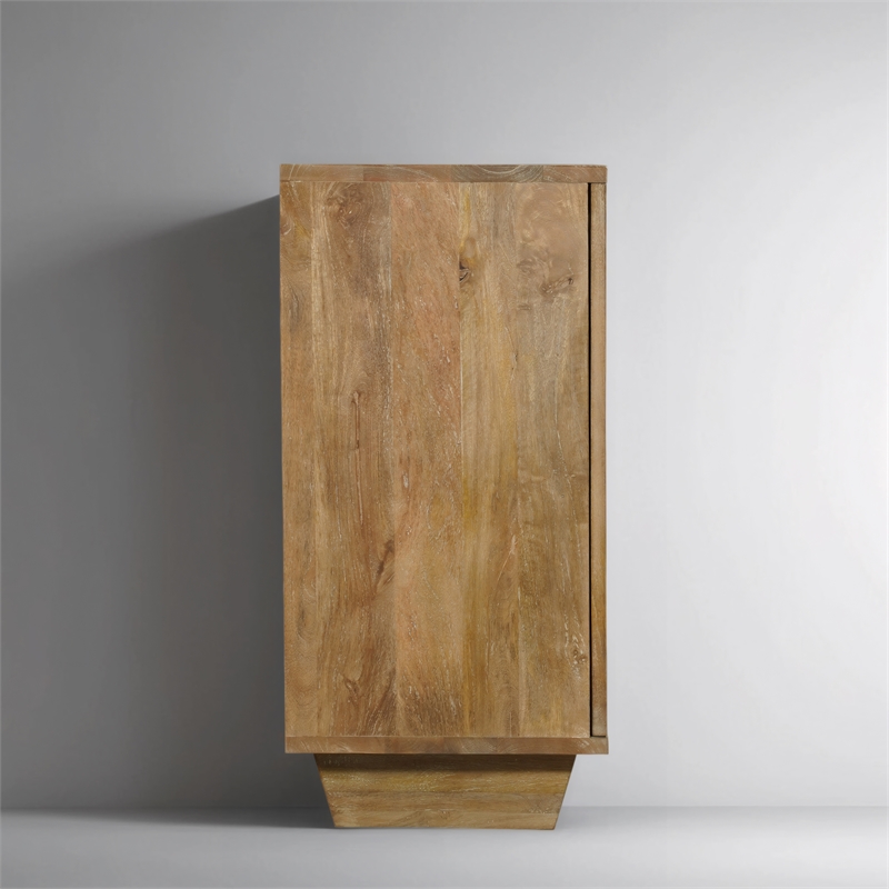 Taran Designs Mason 4-door Carved Solid Wood Sideboard in Brown