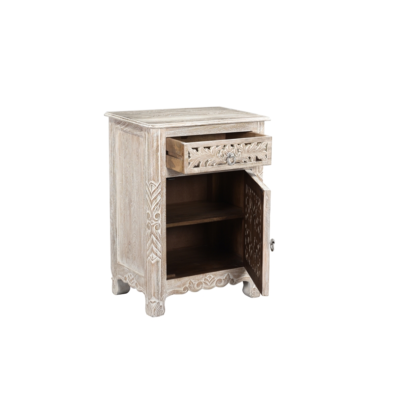 Taran Designs Monte 3-piece Floral Carved Solid Wood Bedroom Set in White