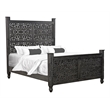Taran Designs Monte 3-piece Floral Carved Solid Wood Bedroom Set in Black