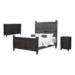Taran Designs Monte 3-piece Floral Carved Solid Wood Bedroom Set in Black