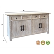 Taran Designs Isabella 4-drawer 4-door Solid Wood Sideboard in White