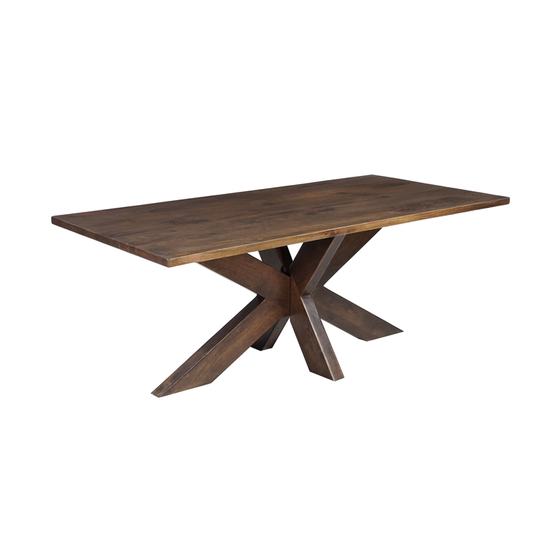 Taran Designs Mason 7-piece Live Edge Solid Wood Dining Set in Brown