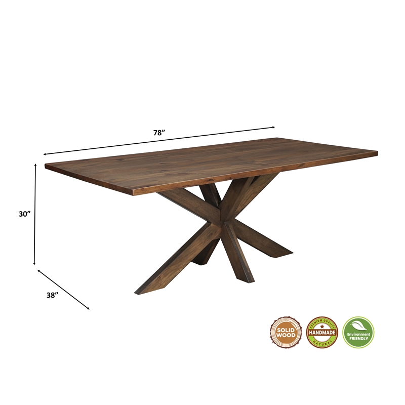 Taran Designs Mason 7-piece Live Edge Solid Wood Dining Set in Brown