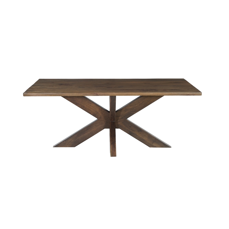 Taran Designs Mason 7-piece Live Edge Solid Wood Dining Set in Brown