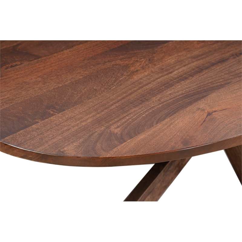 Taran Designs Mason 7-piece Live Edge Solid Wood Dining Set in Brown