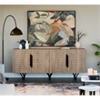 Taran Designs Lark 4-door Geometric Pattern Solid Wood Sideboard in Beige