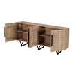 Taran Designs Lark 4-door Geometric Pattern Solid Wood Sideboard in Beige