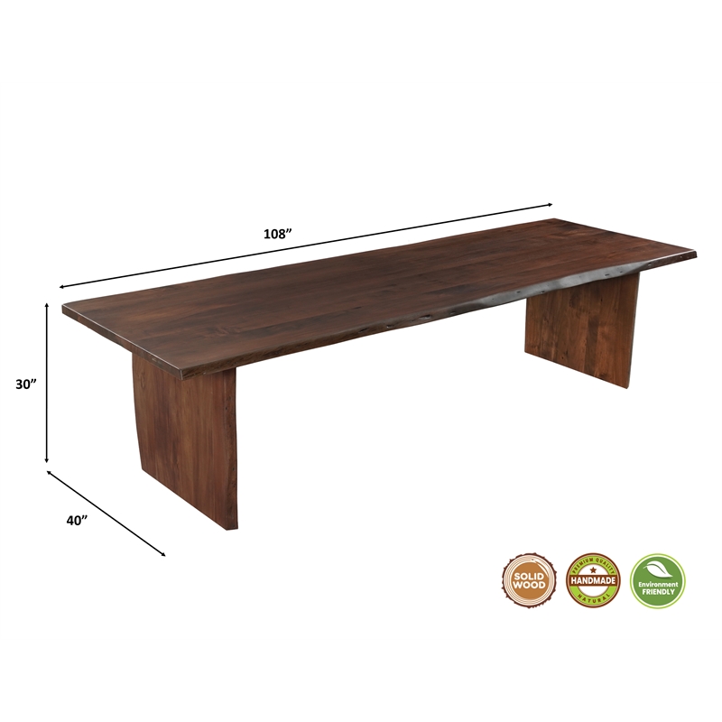Taran Designs Belmont 13-piece Live Edge Solid Wood Dining Set in Dark Brown