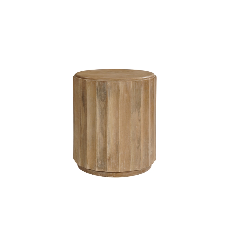 Taran Designs Lark Modern Round Solid Wood End Table in Brown