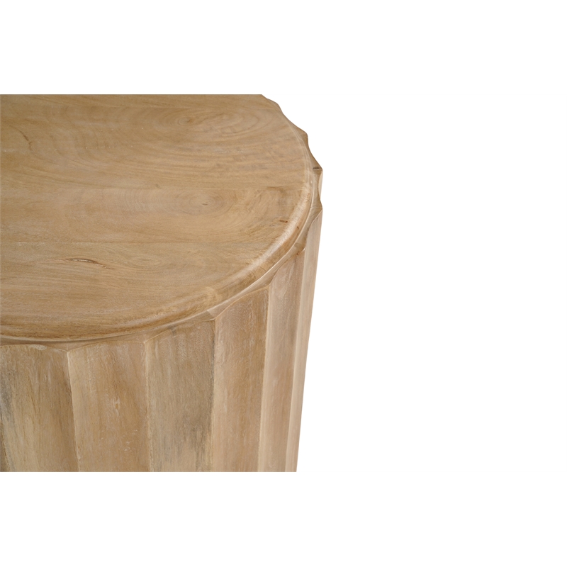 Taran Designs Lark Modern Round Solid Wood End Table in Brown