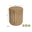 Taran Designs Lark Modern Round Solid Wood End Table in Brown