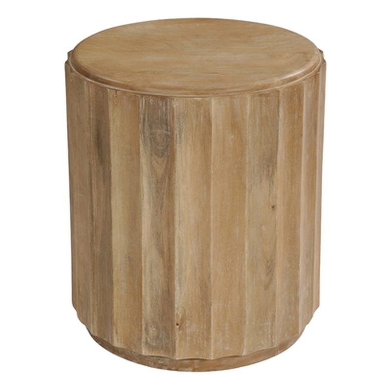 Taran Designs Lark Modern Round Solid Wood End Table in Brown