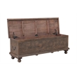 Taran Designs Bailey Carved Solid Wood Storage Ottoman in Brown