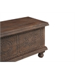 Taran Designs Bailey Carved Solid Wood Storage Ottoman in Brown
