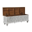 Taran Designs Bailey Carved Solid Wood Storage Ottoman in White