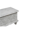 Taran Designs Bailey Carved Solid Wood Storage Ottoman in White