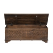 Isabella Brown Solid Wood Storage Ottoman with Geometric Carved Design