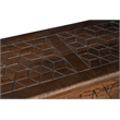 Isabella Brown Solid Wood Storage Ottoman with Geometric Carved Design