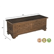 Isabella Brown Solid Wood Storage Ottoman with Geometric Carved Design