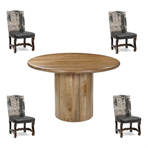 Taran Designs Mason 5-piece Solid Wood Upholstered Dining Set in Brown