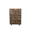 Handcrafted Solid Wood Chest with 5 Drawers in Weathered Brown