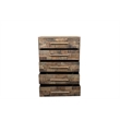 Handcrafted Solid Wood Chest with 5 Drawers in Weathered Brown