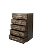 Handcrafted Solid Wood Chest with 5 Drawers in Weathered Brown