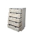 Carved and Handcrafted Solid Wood Chest with 5 Drawers in Gray