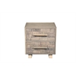 Modern Carved Solid Wood Nightstand with 2 Drawers in Gray Wash