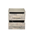 Modern Carved Solid Wood Nightstand with 2 Drawers in Gray Wash