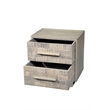 Modern Carved Solid Wood Nightstand with 2 Drawers in Gray Wash