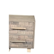 Modern Carved Solid Wood Nightstand with 2 Drawers in Gray Wash