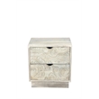 Modern Carved Solid Wood Nightstand with 2 Drawers in Gray Wash