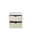 Modern Carved Solid Wood Nightstand with 2 Drawers in Gray Wash