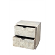 Modern Carved Solid Wood Nightstand with 2 Drawers in Gray Wash