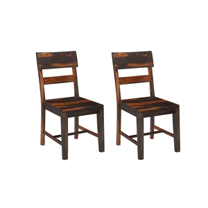 Warren Set of 2 Dark Brown Solid Wood Dining Chairs with Ladder Back