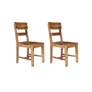 Warren Set of 2 Brown Solid Wood Dining Chairs with Ladder Back