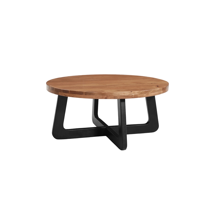 Mason 2-Piece Solid Wood Living Room Table Set with Round Coffee & End Table