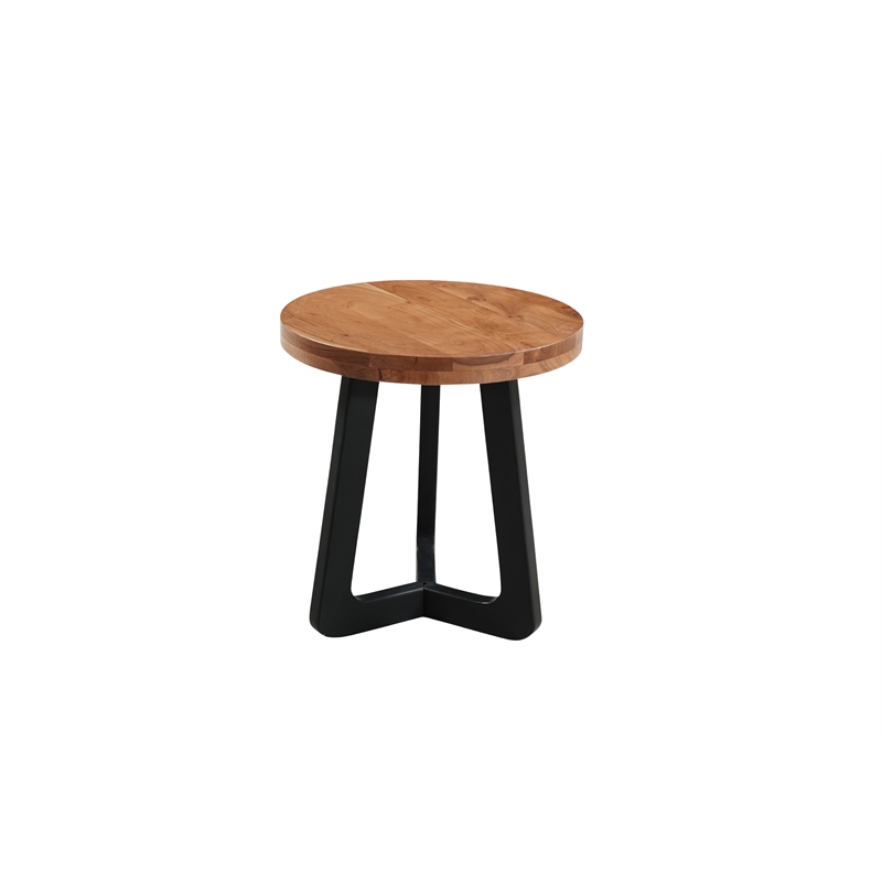 Mason 2-Piece Solid Wood Living Room Table Set with Round Coffee & End Table