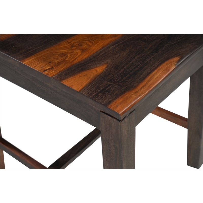 Dark Brown Solid Wood 9-Piece Dining Set with Live Edge Table and Chairs