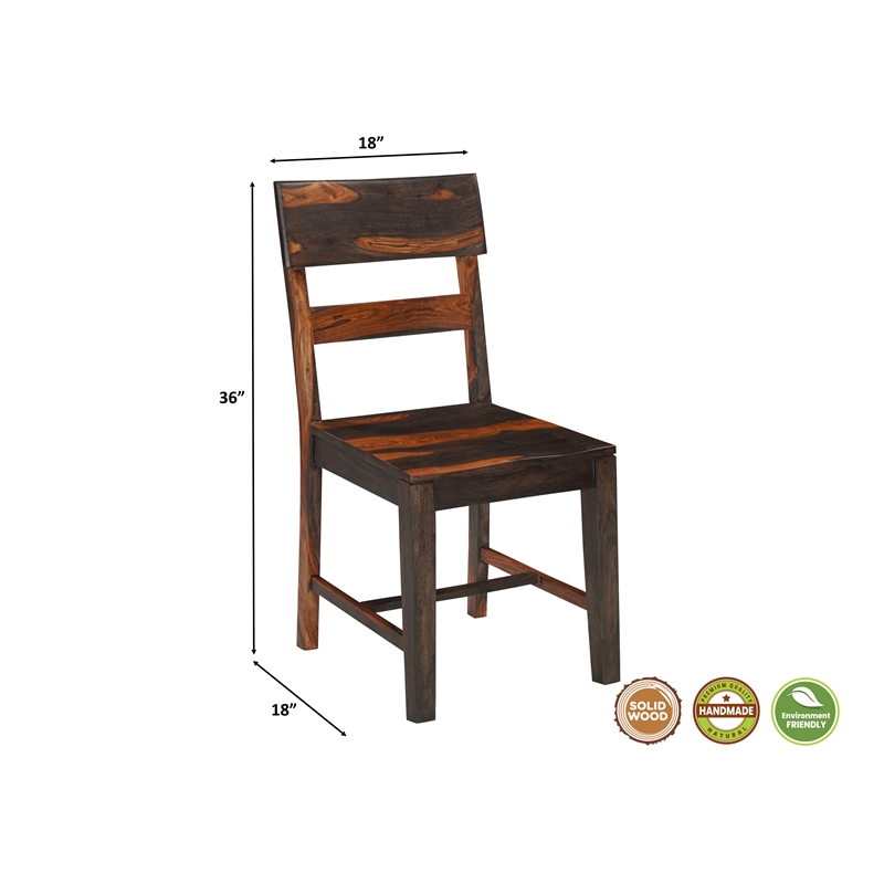 Dark Brown Solid Wood 9-Piece Dining Set with Live Edge Table and Chairs